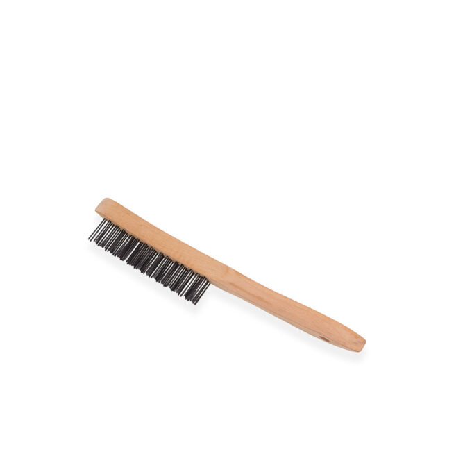 Steel brush with wodden handle