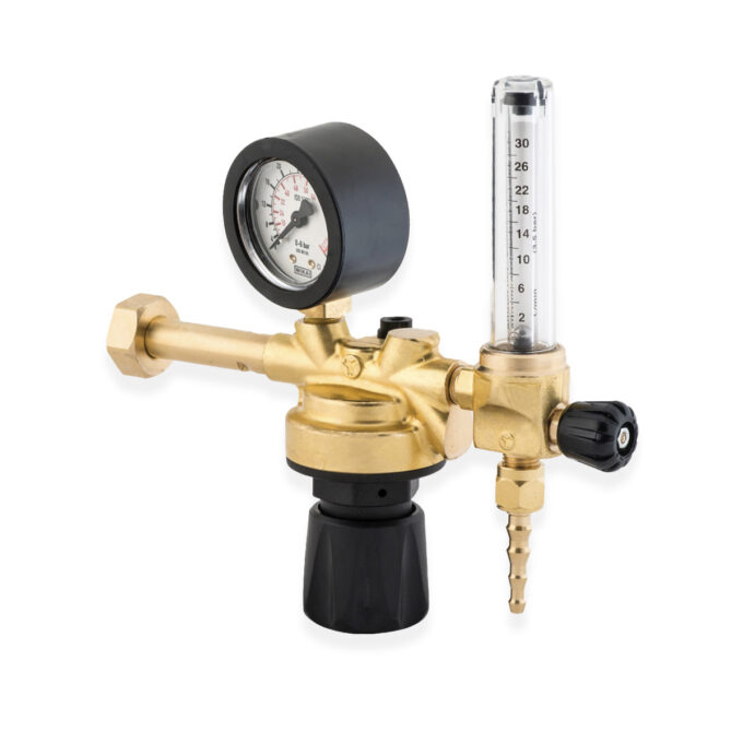 Riduttore di pressione CO2, 1 manometro 1 flussometro