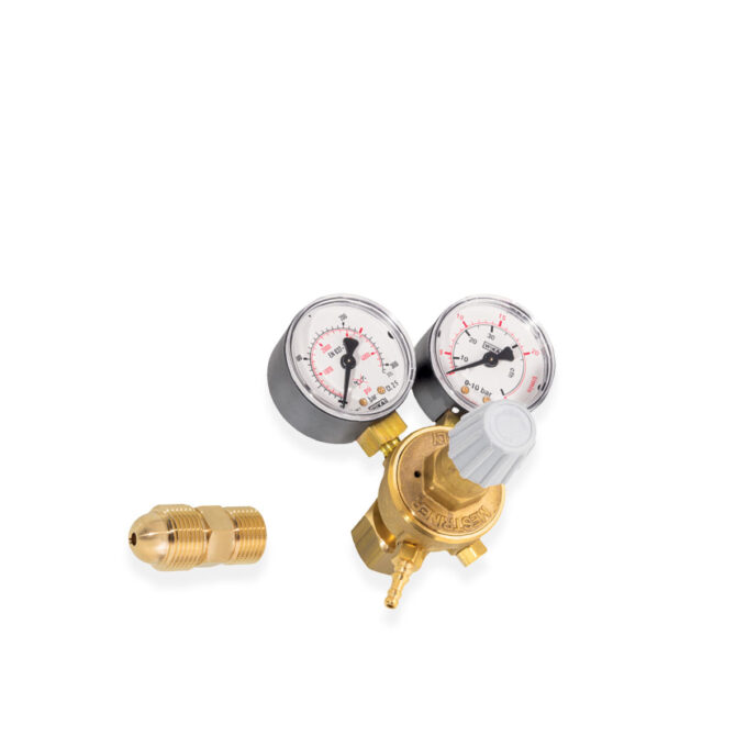 Riduttore di pressione Argon-CO2, 2 manometri mini
