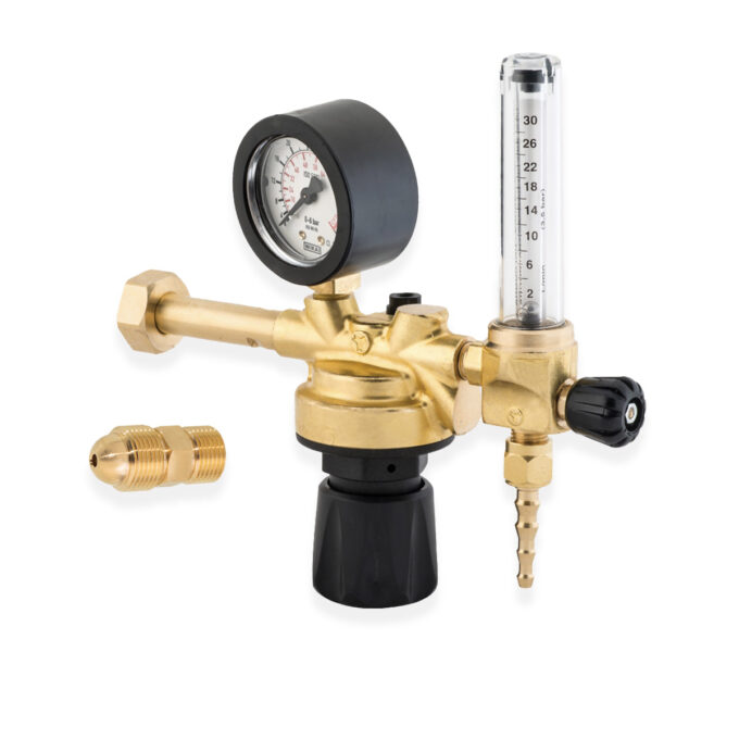 Riduttore di pressione Argon-CO2, 1 manometro 1 flussometro